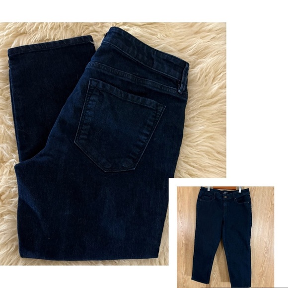 LOFT Dark Blue Curvy Ankle Cropped Jeans - Picture 1 of 6
